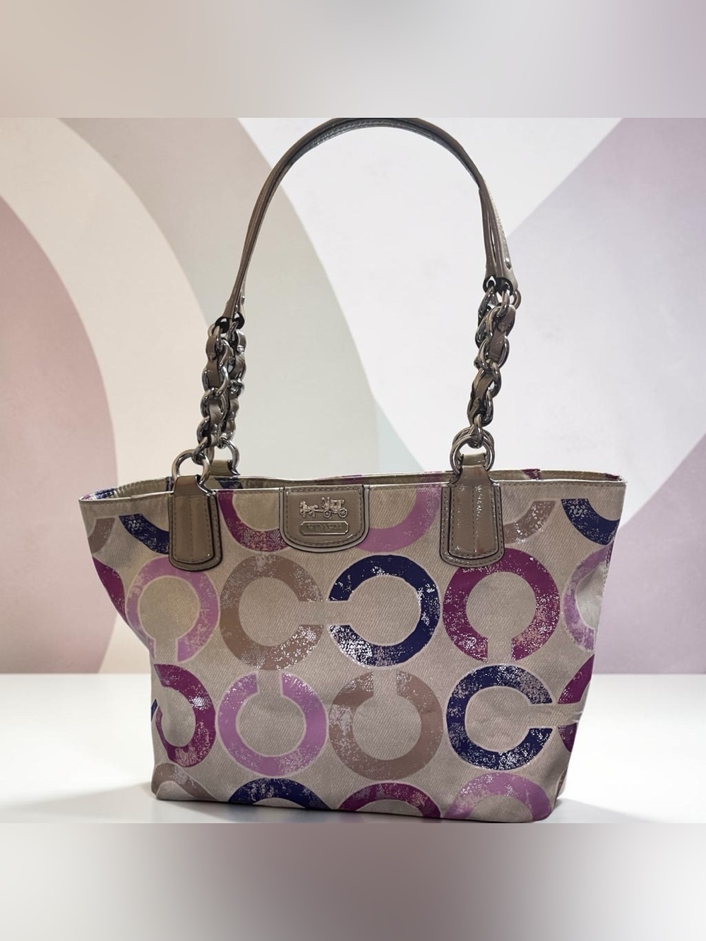 Coach Madison metallic op art shoulder bag - Picture 1 of 12